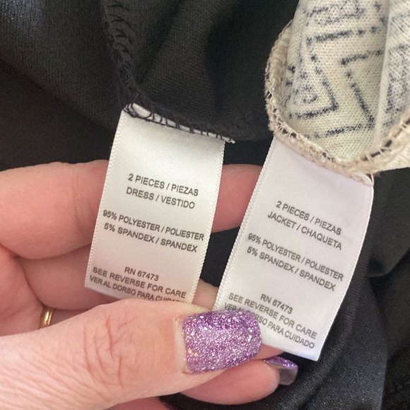 Danny and Nicole woman’s 2 pcs plus jacket / dress zing zag design back, tan - Picture 10 of 17